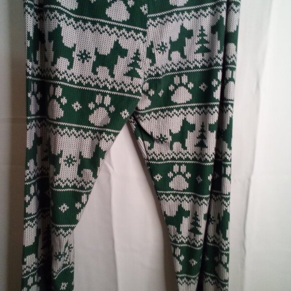 Lularoe Leggings Women Tall Curvy Plus Christmas Dogs Scottie Green White - Picture 11 of 13